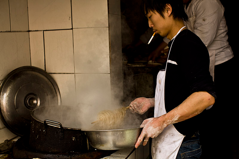 It was burgers, not noodles, and outdoors, not indoors.